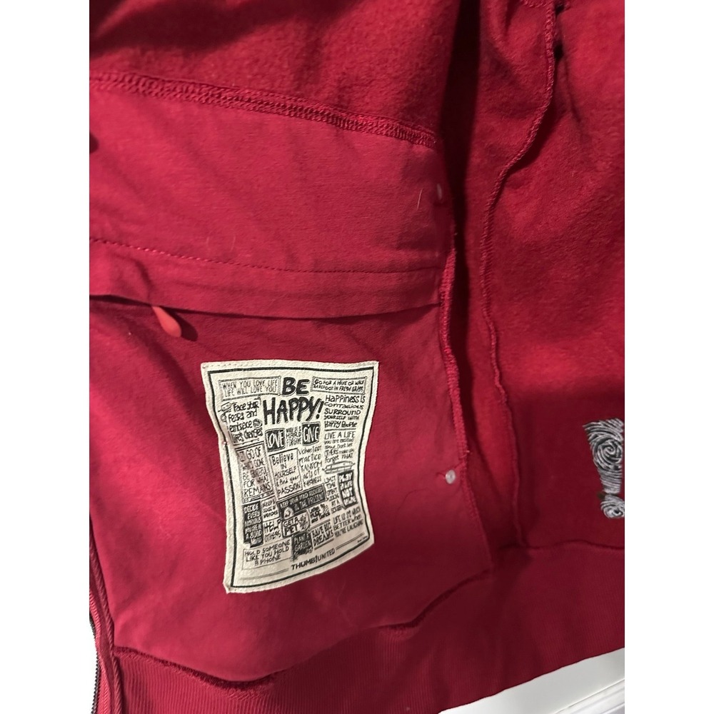 Thumbs United Burgandy Casey Fleece Hoodie Street wear Casual Jacket - Picture 6 of 7
